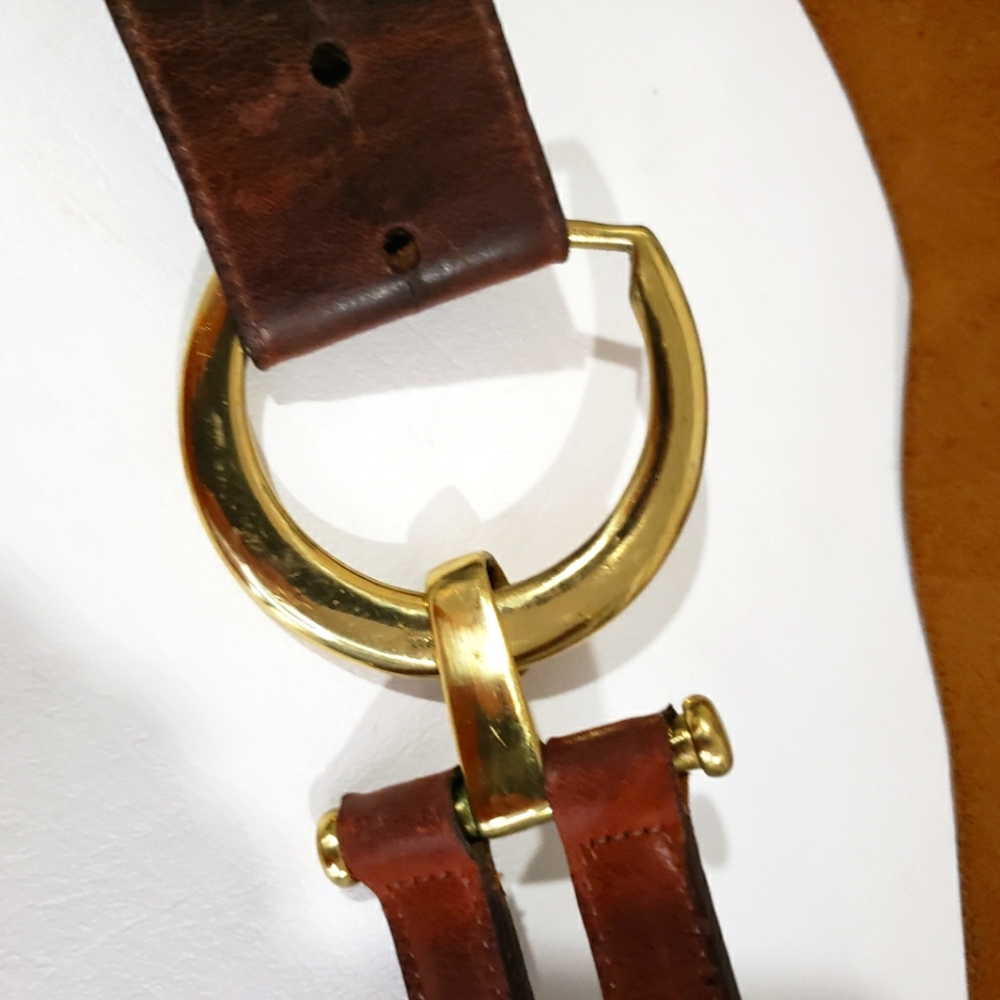 Vintage Brighton Leather And Brass Hook Belt - image 4